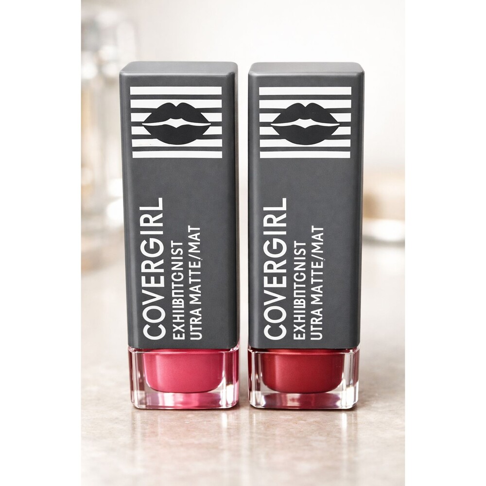 2 COVERGIRL Exhibitionist Ultra-Matte Lipstick, #700 Watch Me #665 Wink Wink